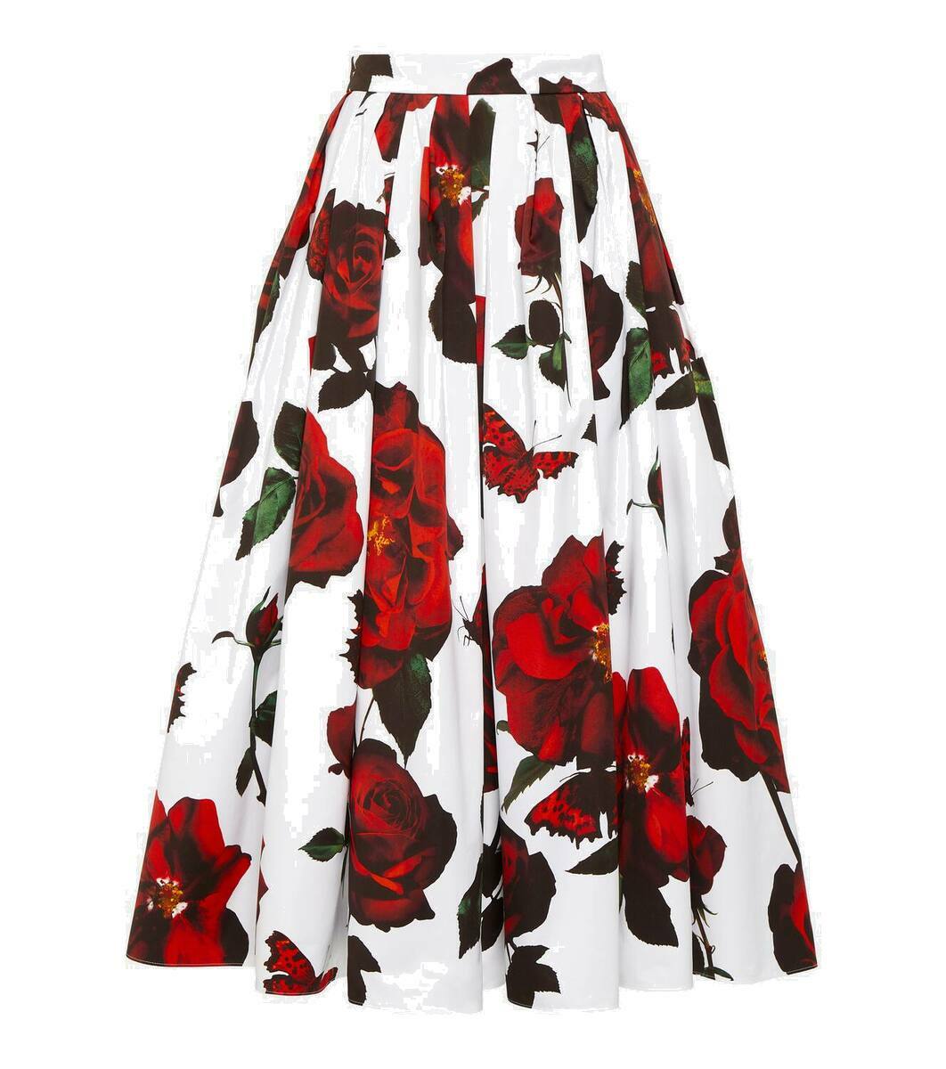 Alexander McQueen Pleated floral cotton midi skirt Alexander