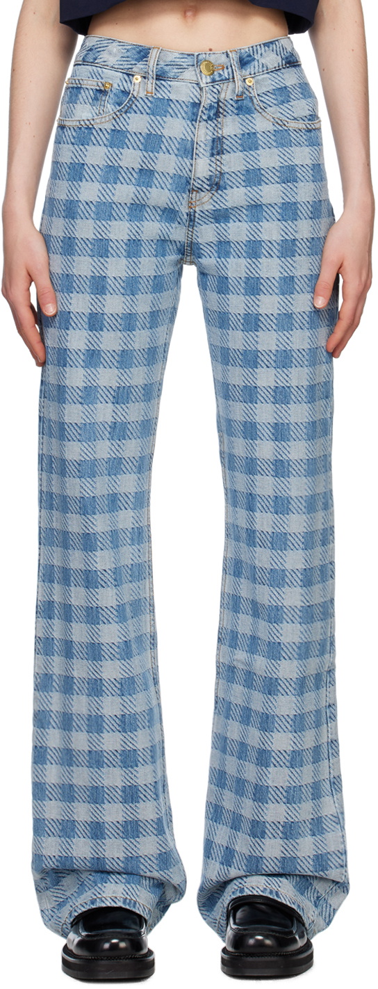AMI Alexandre Mattiussi Blue Gingham Jeans