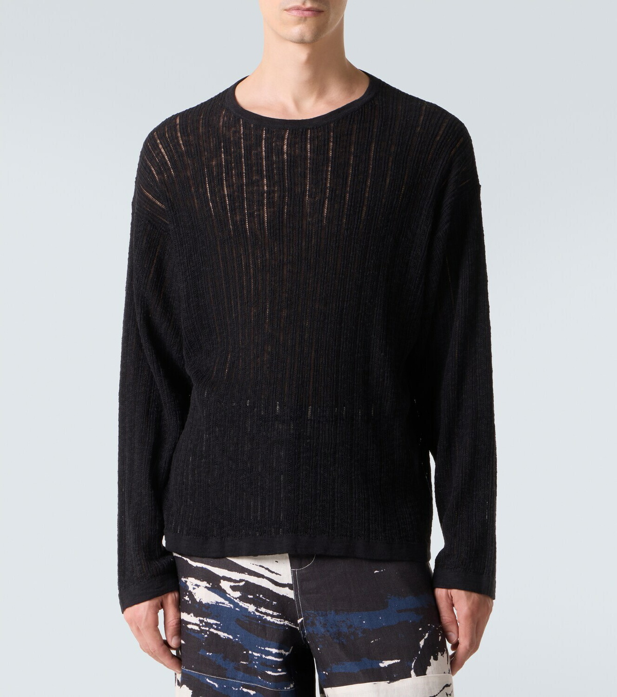 Commas Pointelle cotton and linen sweater