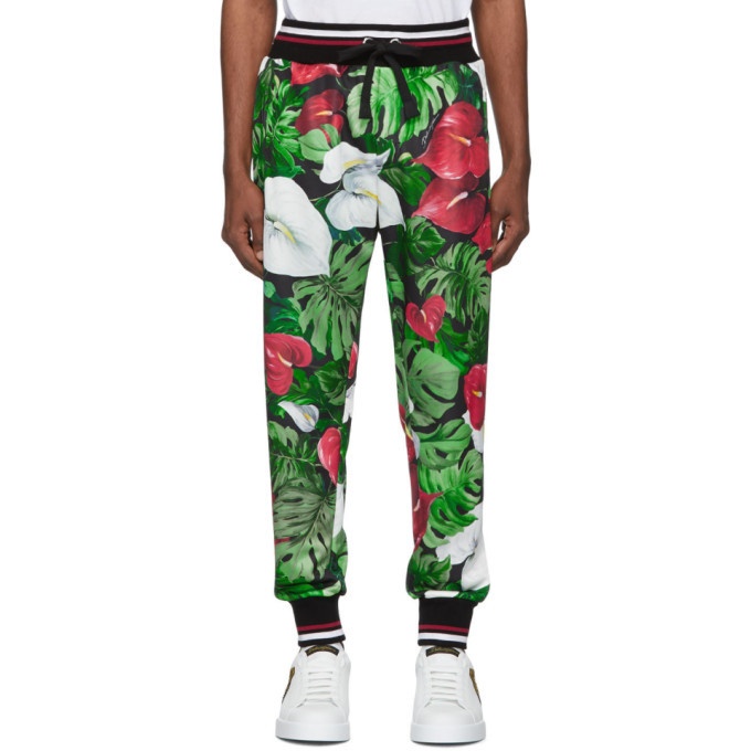 Photo: Dolce and Gabbana Black and Green Anthurium Lounge Pants
