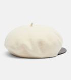 Valentino VLogo leather-trimmed wool newsboy cap
