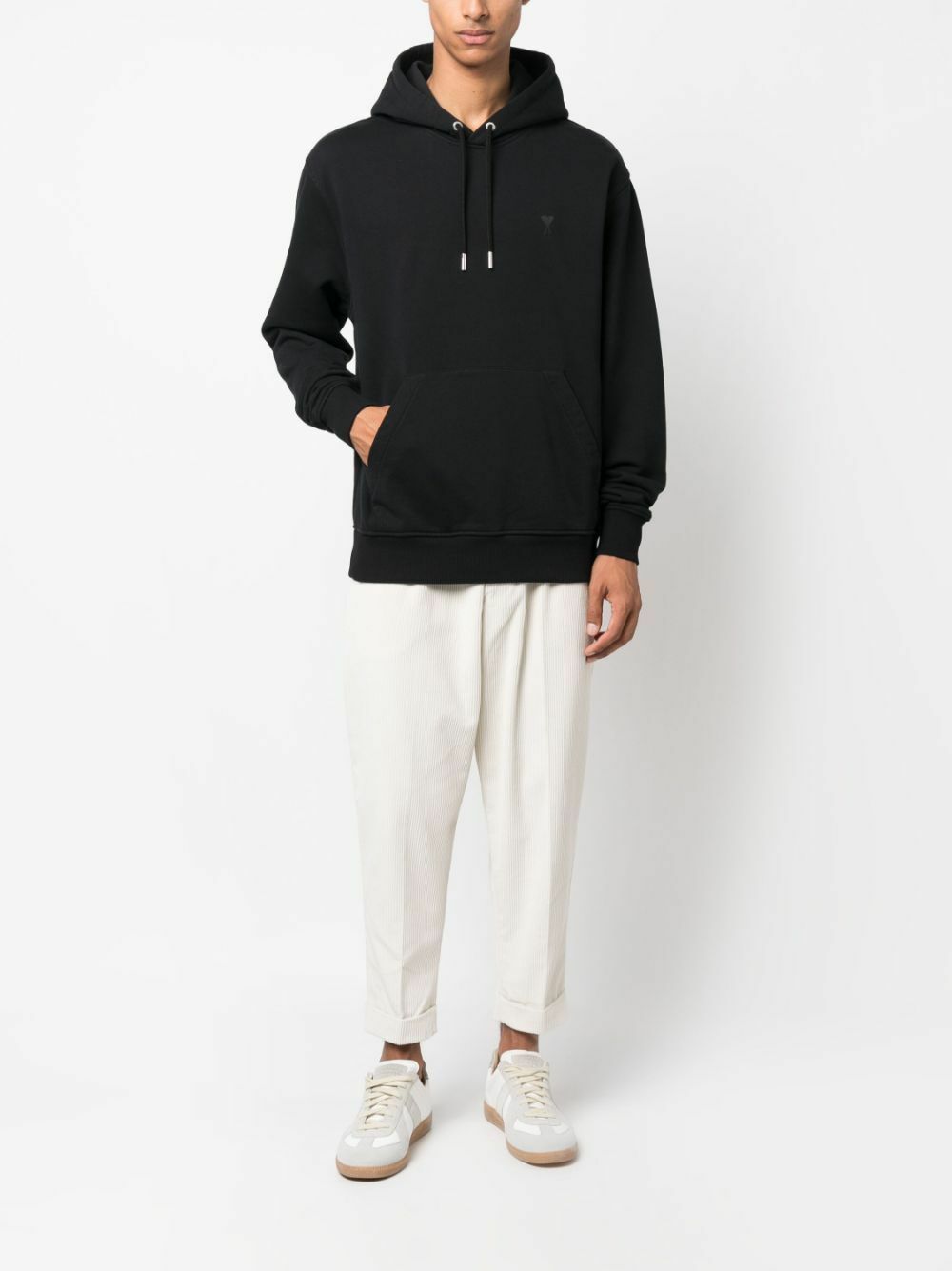 AMI Paris Black Ami De Coeur Organic-Cotton Hoodie