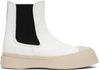 Marni White Leather Pablo Chelsea Boots