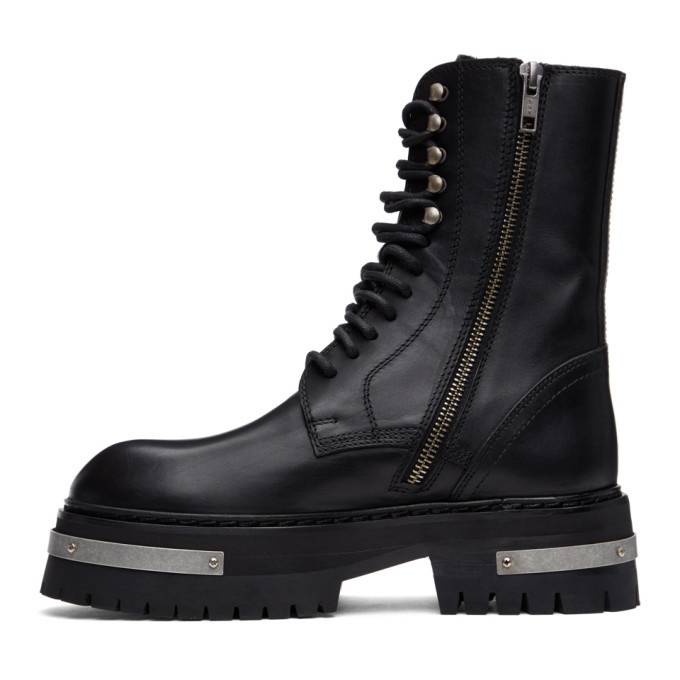 Ann Demeulemeester Black and Silver Oversized Sole Tucson Lace-Up