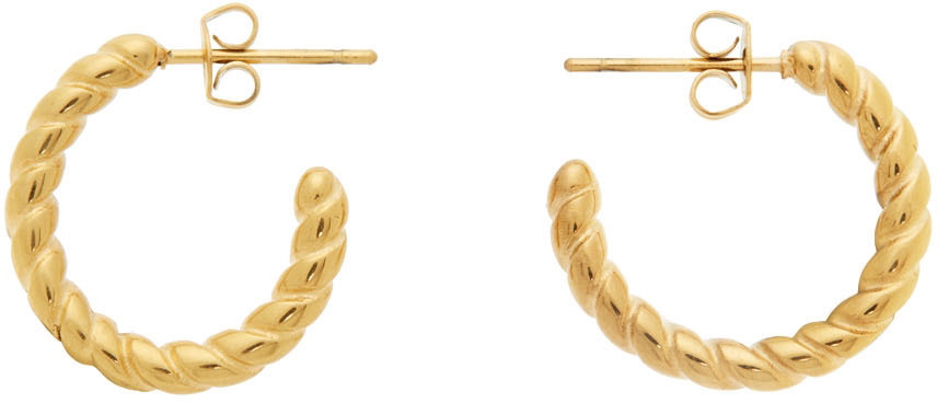 Sporty & Rich Gold Twisted Hoop Earrings
