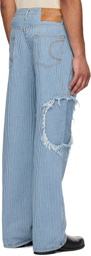 Edward Cuming Blue & White Denim Circle Window Jeans