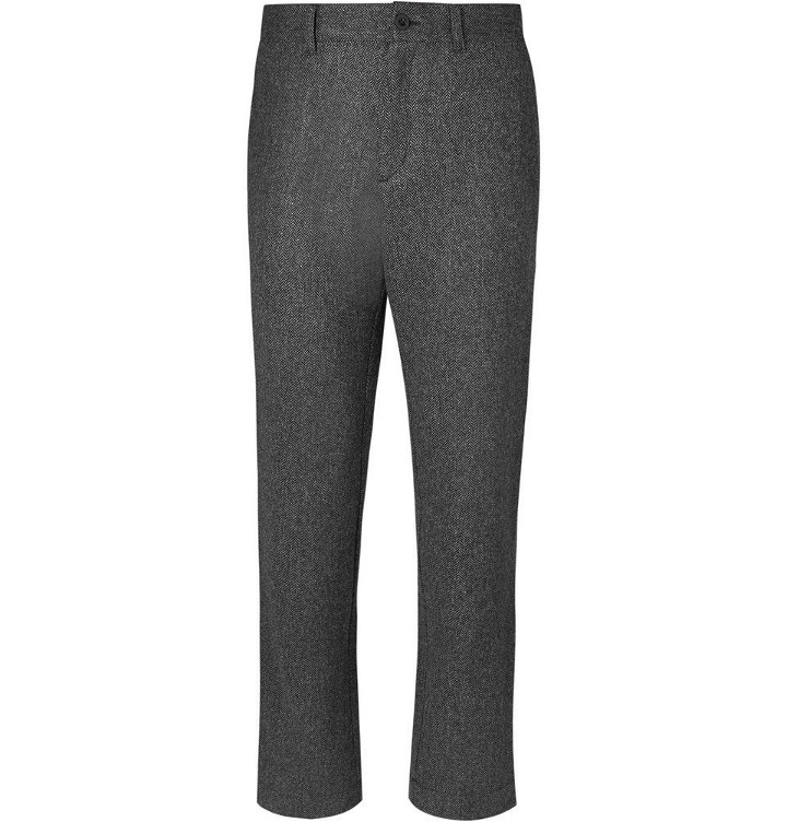 Photo: Mr P. - Herringbone Brushed-Wool Trousers - Men - Dark gray
