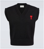 Ami Paris Logo cotton and wool sweater vest