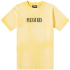 Pleasures Men's Spray Treated Heavyweight T-Shirt in Yellow