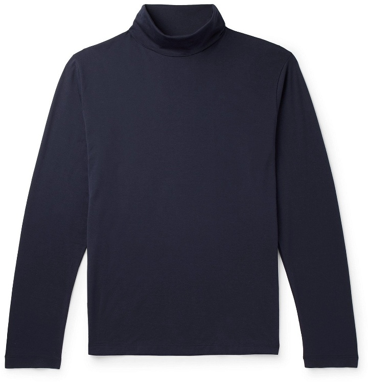Photo: Handvaerk - Pima Cotton-Jersey Rollneck T-Shirt - Blue