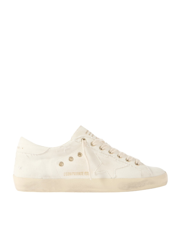 Photo: Golden Goose - Super-Star Distressed Canvas Sneakers - Neutrals