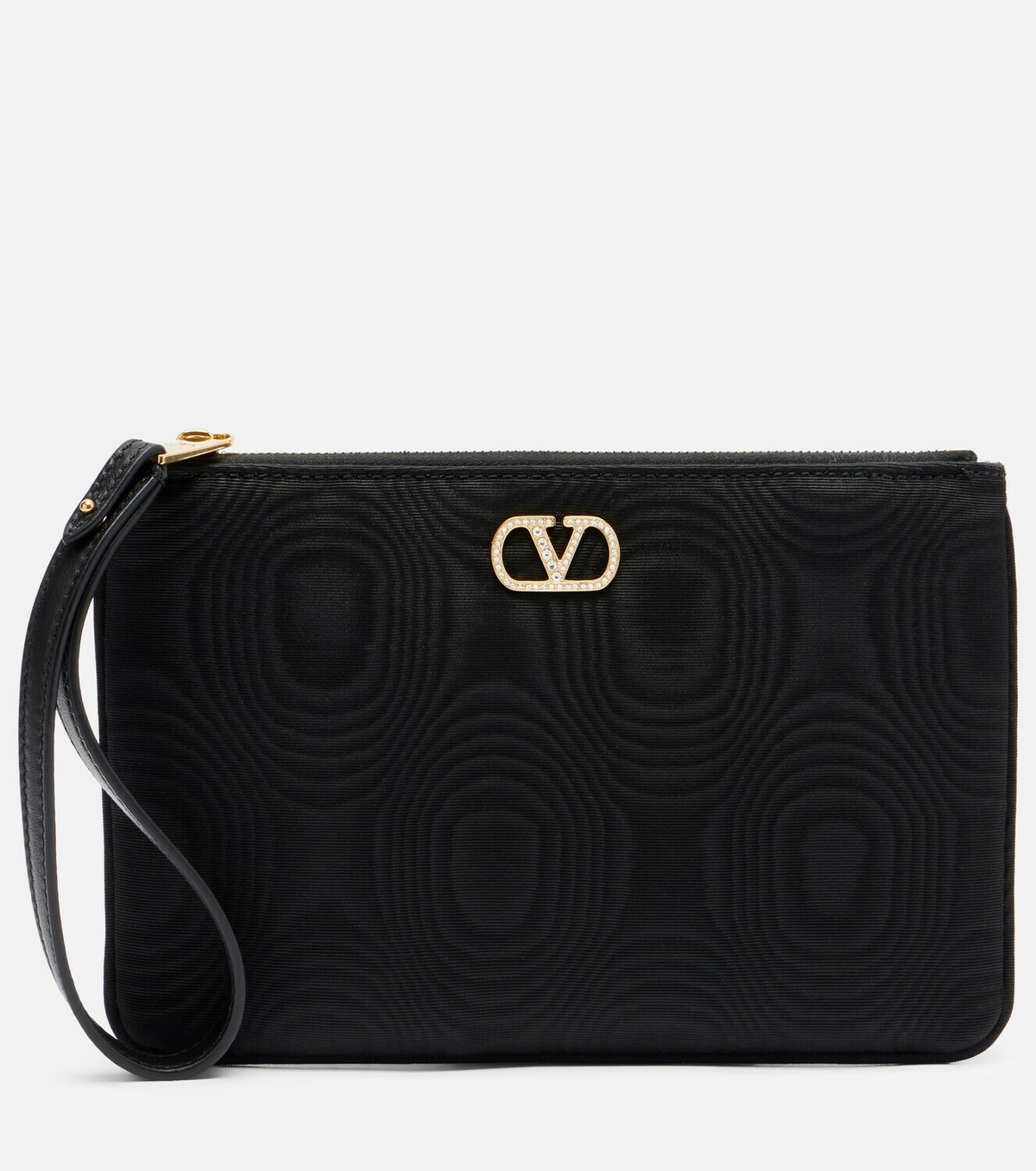 Valentino Garavani VLogo Swarovski®-embellished moiré pouch