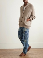 Guest In Residence - Varsity Shawl-Collar Ribbed Cashmere Cardigan - Neutrals