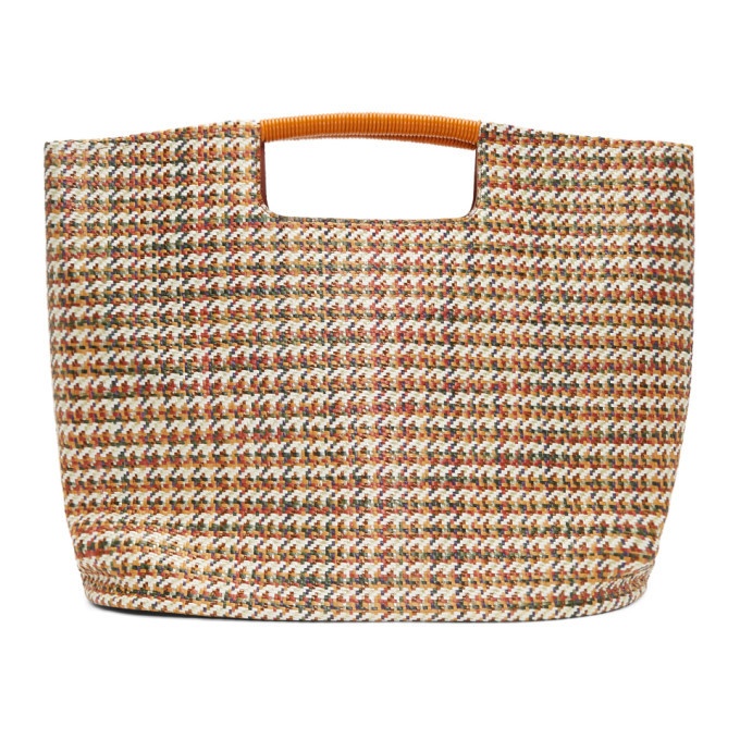 Simon Miller Orange and White Houndstooth Large Birch Tote