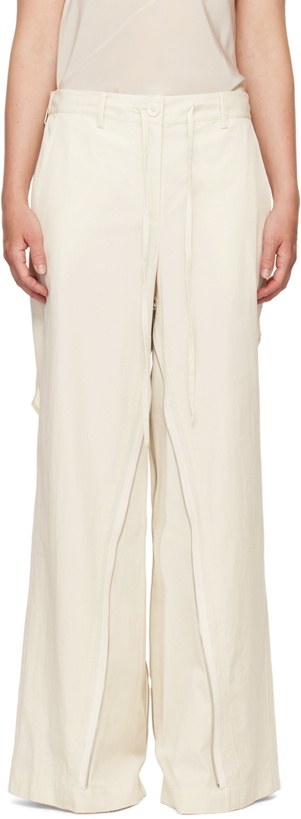 Photo: Helmut Lang Off-White Gusset Wide Leg Trousers