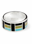 Peyote Bird - Silver, Turquoise and Onyx Ring - Silver