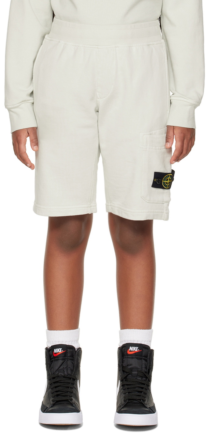 Stone Island Junior Kids Gray Patch Shorts
