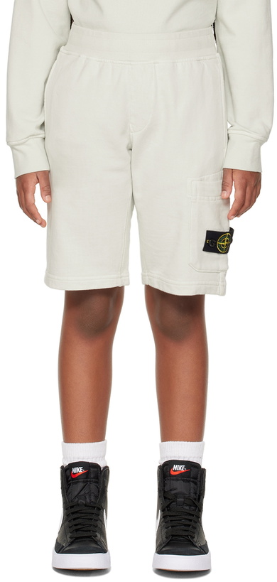 Photo: Stone Island Junior Kids Gray Patch Shorts