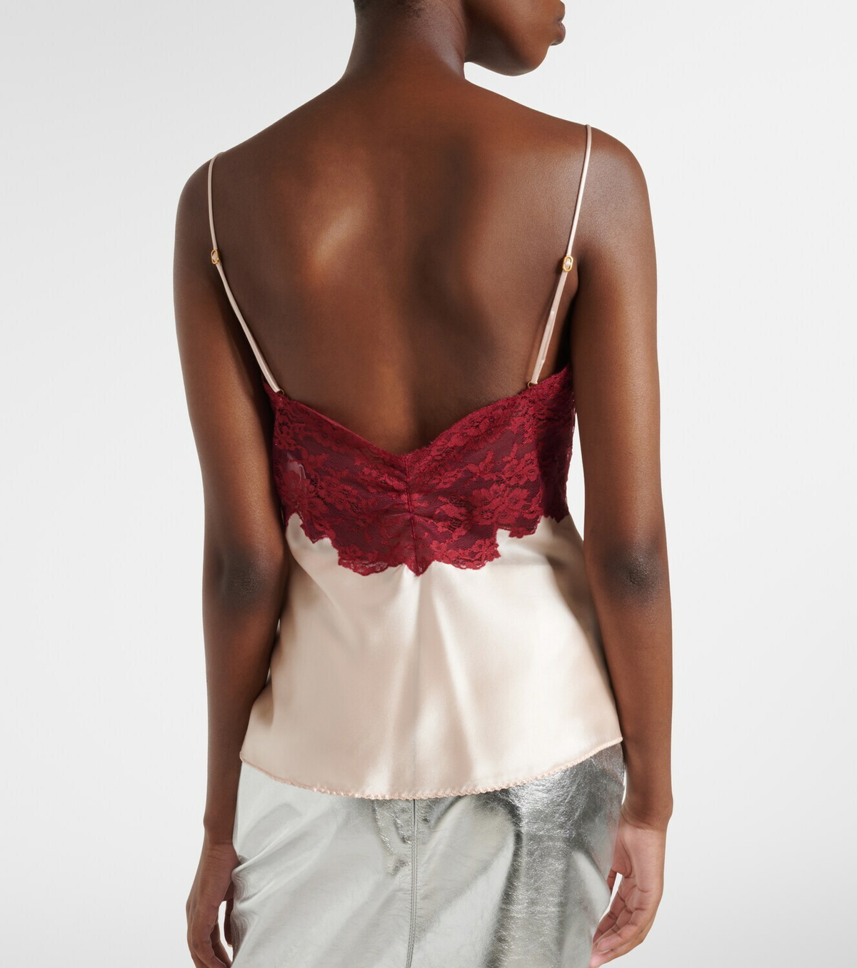Saint Laurent Lace-trimmed silk satin camisole