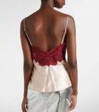 Saint Laurent Lace-trimmed silk satin camisole