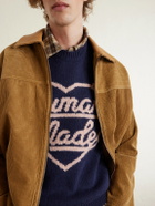 Human Made - Logo-Intarsia Wool-Blend Sweater - Blue