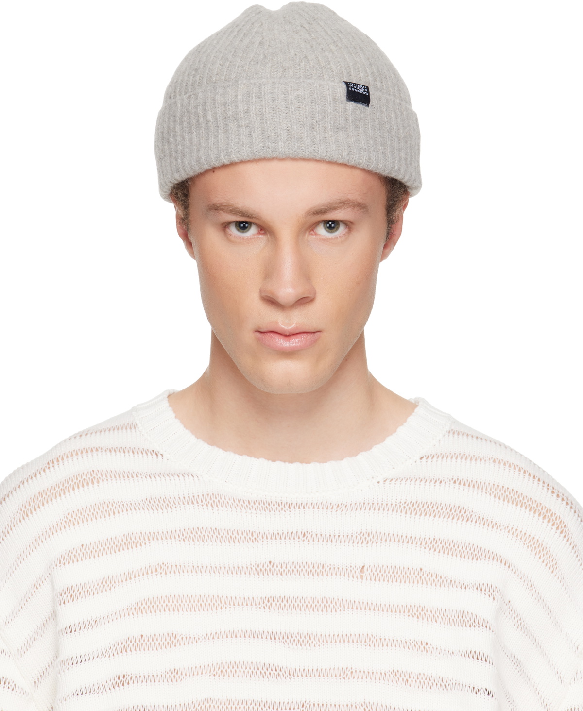 MM6 Maison Margiela Gray Ribbed Wool Beanie