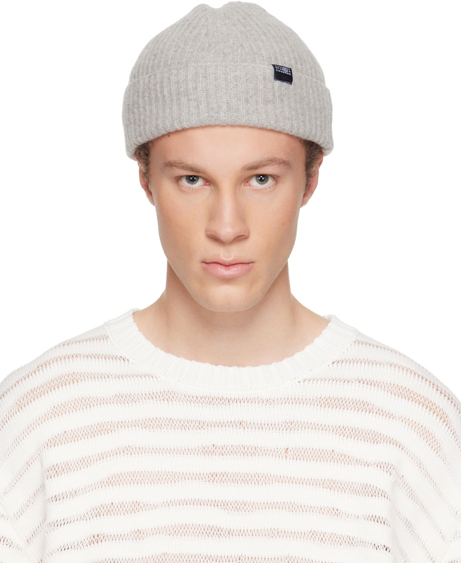 Photo: MM6 Maison Margiela Gray Ribbed Wool Beanie