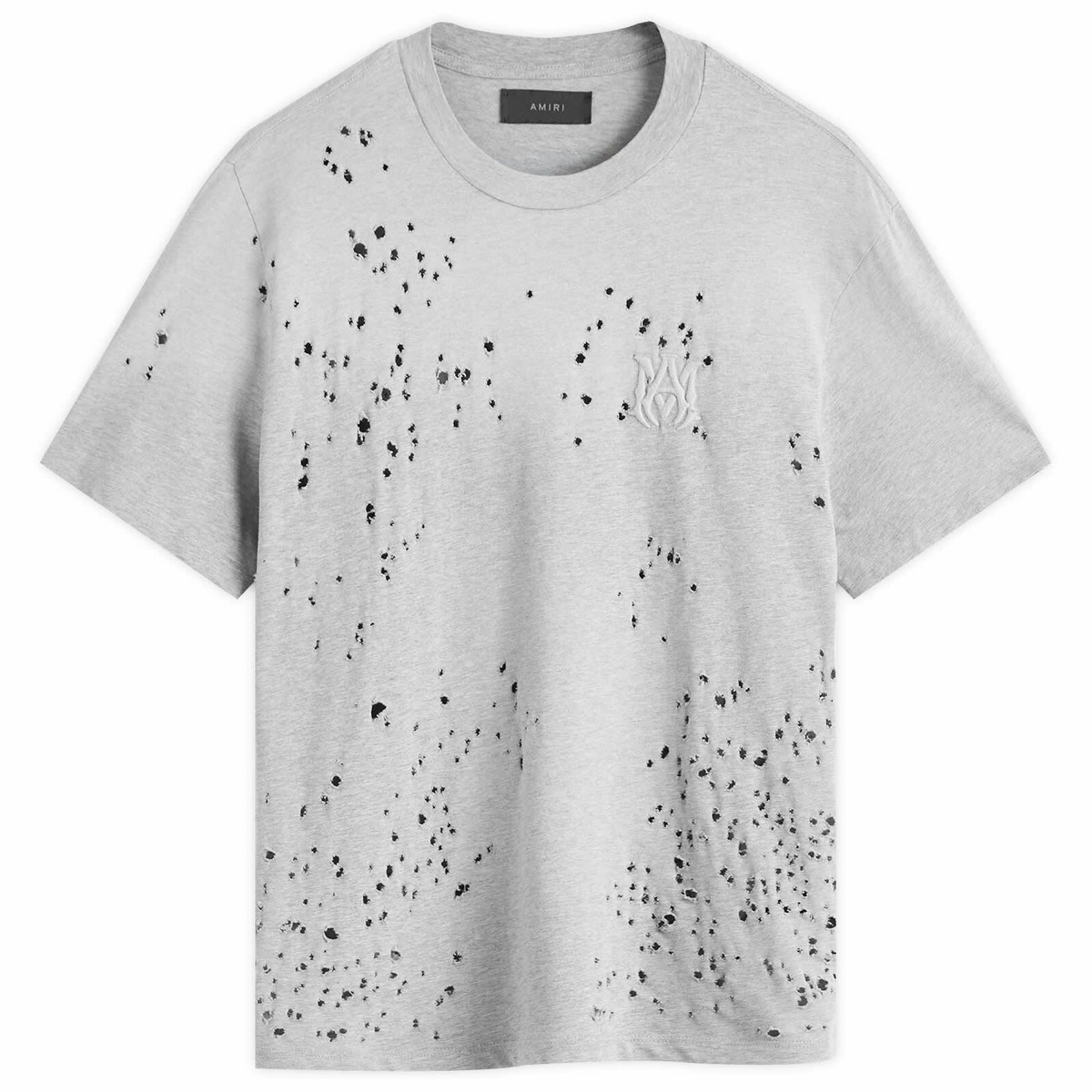 【AMIRI】MA ショットガン 刺繍ロゴ Tシャツ AMIRI Men's MA Shotgun Embroidered Logo T-Shirt in Grey Amiri