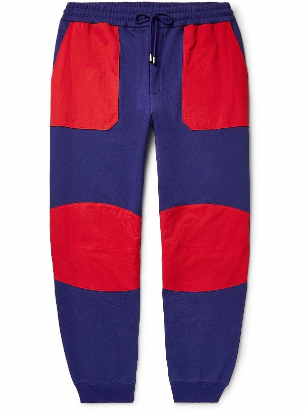 Photo: GUCCI - The North Face Tapered Colour-Block Cotton-Jersey Sweatpants - Blue