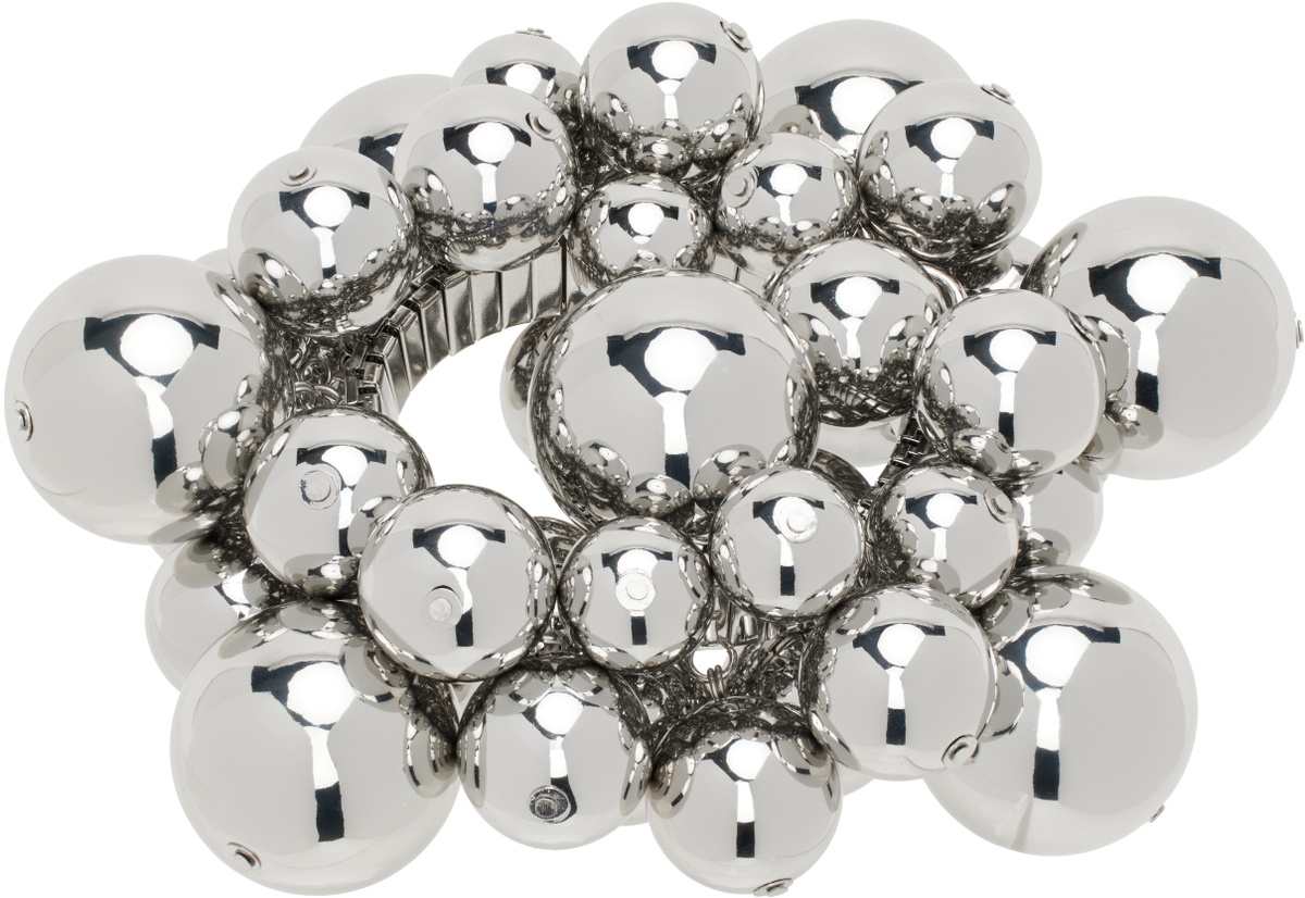 ALL-IN Silver Puffed Faux-Pearl Bracelet