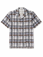 Theory - Lucas Ossendrijver Convertible-Collar Checked Silk-Blend Shirt - Blue