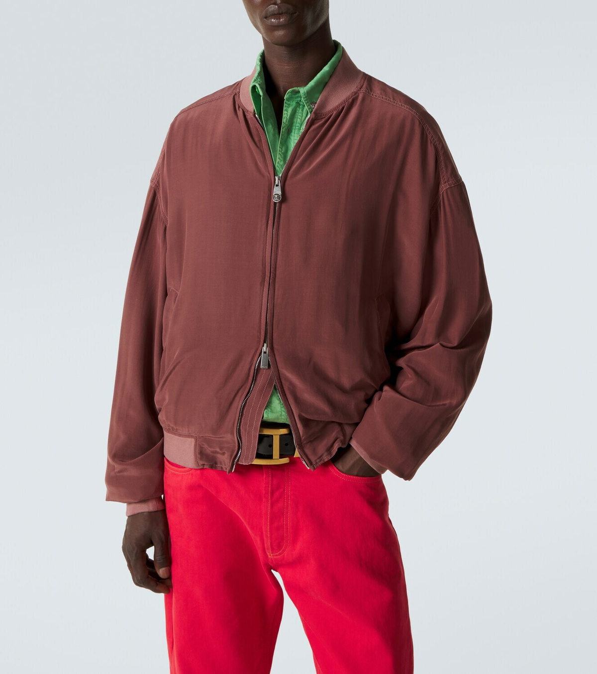Versace Oversized silk poplin blouson jacket