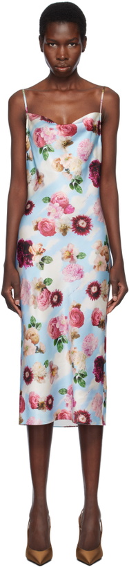 Photo: Fleur du Mal Blue Cowl Neck Slip Midi Dress
