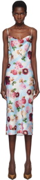 Fleur du Mal Blue Cowl Neck Slip Midi Dress