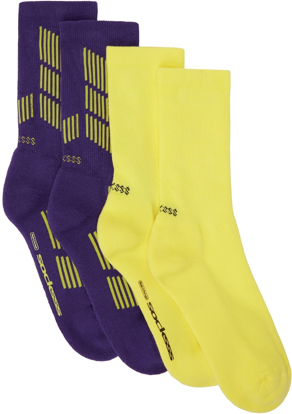 Photo: SOCKSSS Two-Pack Purple & Yellow Socks