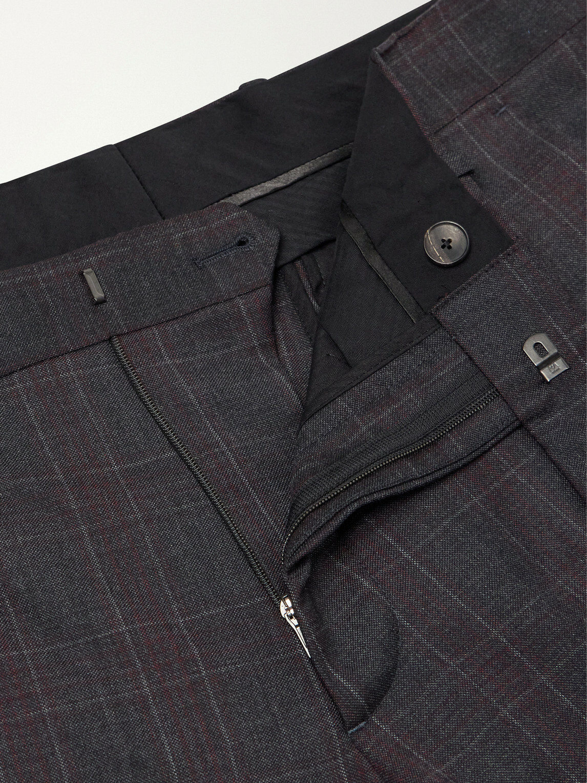 Mr P. - Straight-Leg Checked Wool-Twill Trousers - Gray