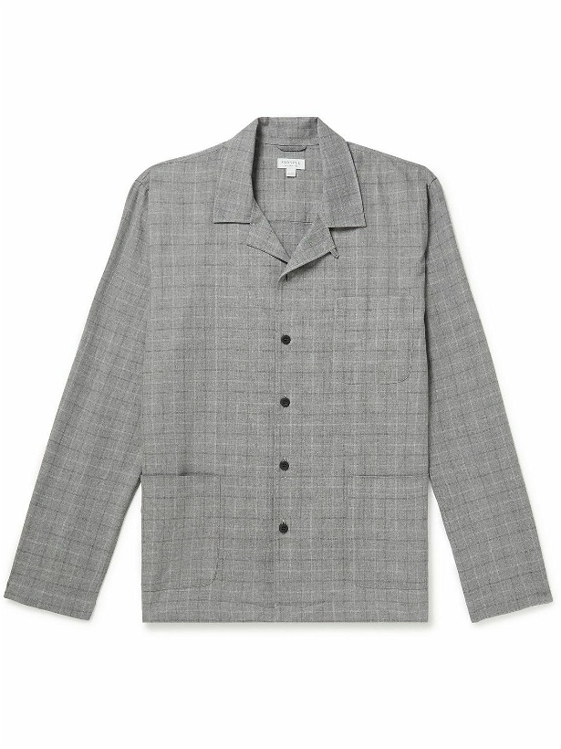 Photo: Sunspel - Camp-Collar Checked Cotton-Twill Pyjama Shirt - Gray
