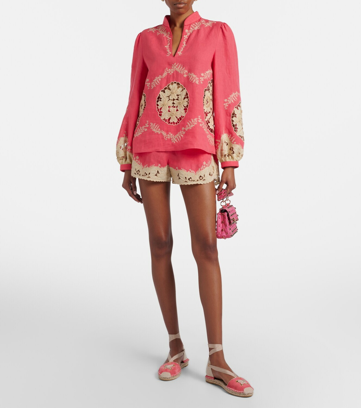 Valentino Embroidered linen shorts