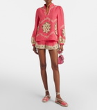 Valentino Embroidered linen shorts