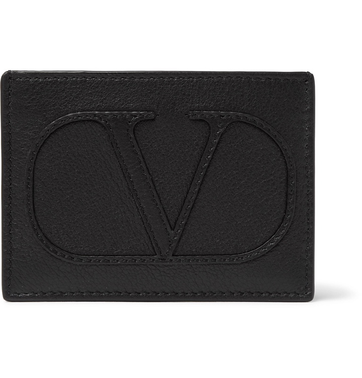 Photo: Valentino - Valentino Garavani Logo-Appliquéd Full-Grain Leather Cardholder - Black