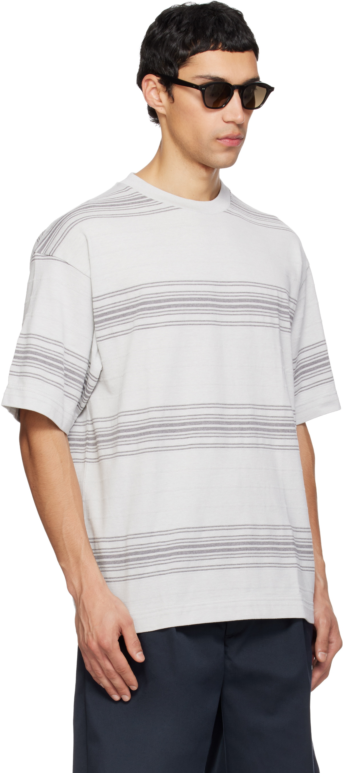 nanamica Gray Stripe T-shirt