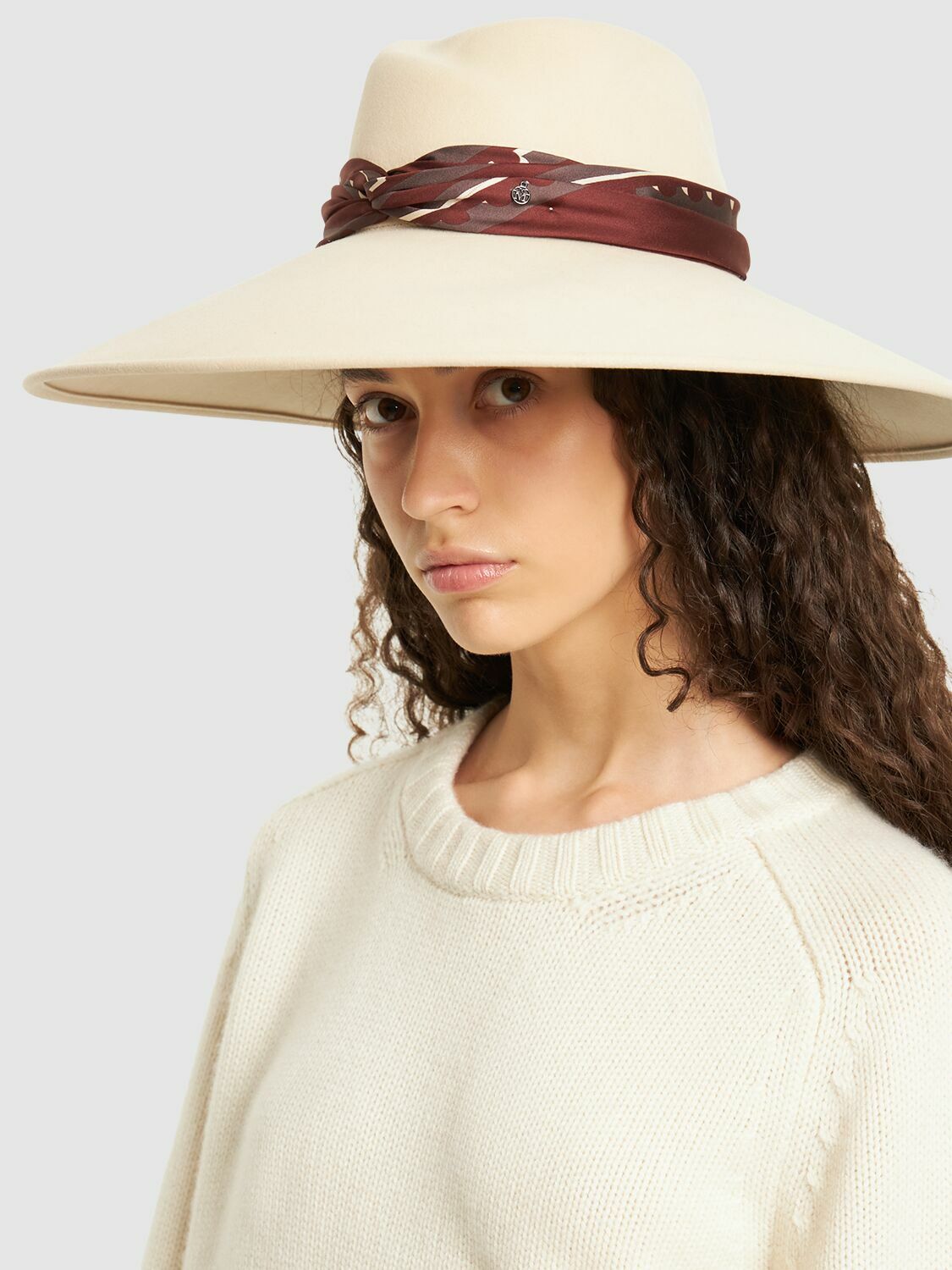 MAISON MICHEL - Big Virginie Wool Hat W/ Silk Hatband Maison