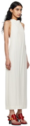 St. Agni Off-White Asymm Belt Back Midi Dress