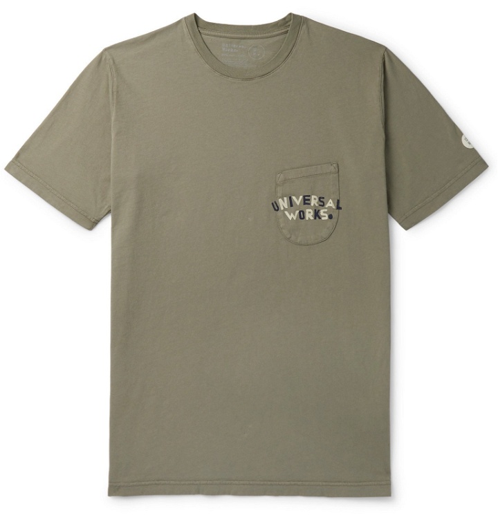 Photo: Universal Works - Logo-Print Organic Cotton-Jersey T-Shirt - Green