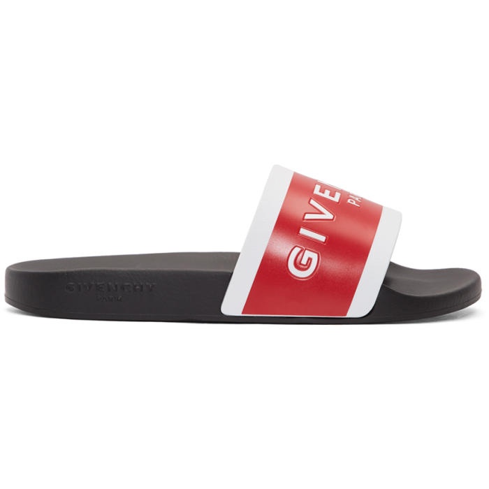 Photo: Givenchy Black and Red Logo Pool Slides 