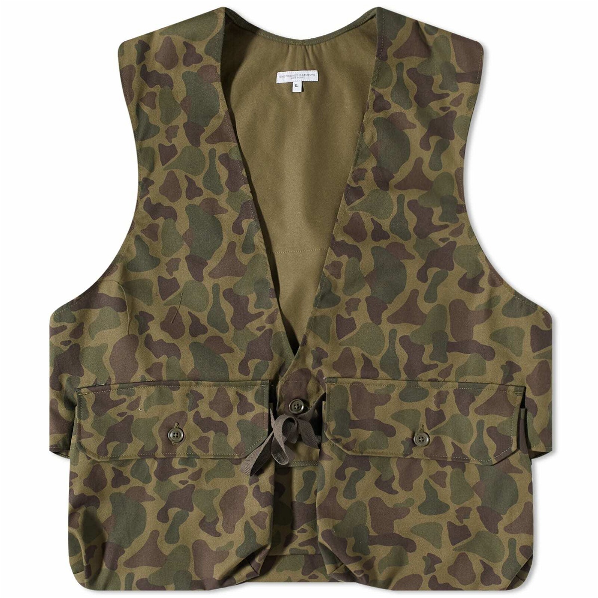 Engineered Garments Men's Fowl Vest in Olive Camo Twill Engineered Garments