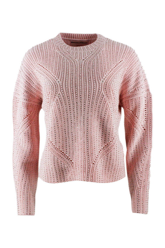 Photo: Ermanno Scervino Long-sleeved Crew Neck Sweater In Cotton With Crystals