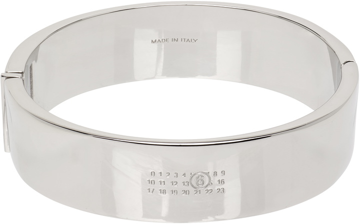 Mm6 Bangle Rings MM6 Maison Margiela Silver & White Wide Logo Ring MM6 Maison Margiela