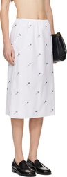 Rier White Pop Flowers Midi Skirt