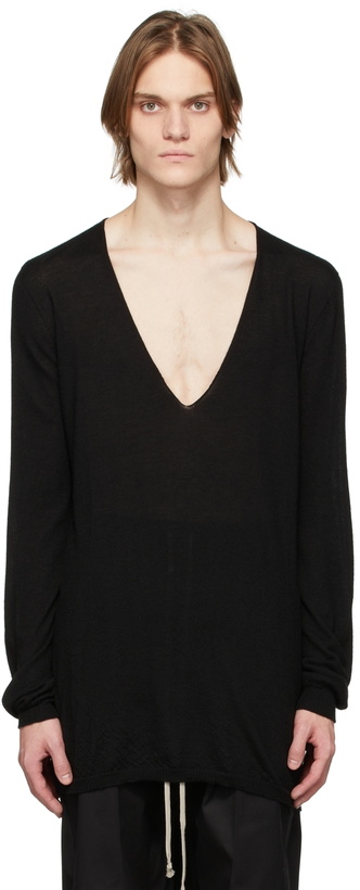 Photo: Rick Owens Black Oversized V-Neck Sweater